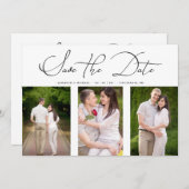 3 Photos Collage Engaged Chic Minimalist Wedding Save The Date (Vorne/Hinten)