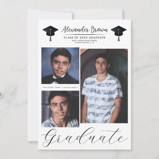 3 Picture Fotos Moderner Minimaler Abschluss Einladung (Vorderseite)