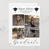 3 Picture Fotos Moderner Minimaler Abschluss Einladung (Vorne/Hinten)