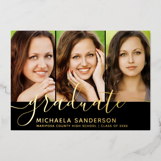 3 Pictures Foto Collage Abschluss Ankündigung (Vorderseite)