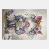 3 Piggies Tea Time Party Decoupage Wrapping Paper Geschenkpapier Set (Vorderseite 3)