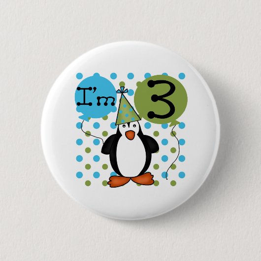 3. Pinguin-Geburtstag Button (Vorderseite)