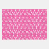 3 Pink Coordinated Snowflake Weihnachtsgeschenk Geschenkpapier Set (Vorderseite 2)