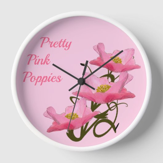 3 Pink Poppy Blume Custom Girly Sie Shed Uhr (Vorderseite)