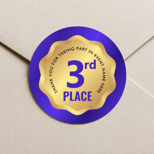 3. Platz Medaillen Wettbewerbs Aufkleber Blau & Go