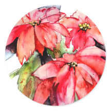 3 Poinsettias Weihnachtsaufkleber