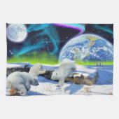 3 Polar Bear Cubs Playing in Snow - Earth Day Art Handtuch (Horizontal)