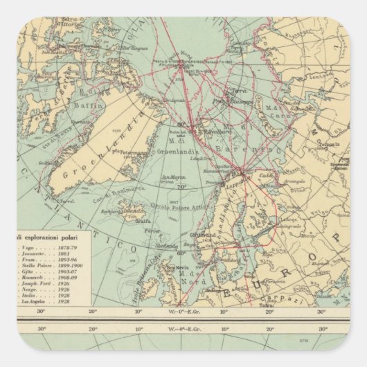 3 Polare Landungen Quadratischer Aufkleber (Vorderseite)