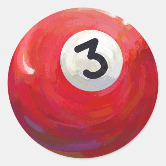 3 Pool Ball Muster gemalt Runder Aufkleber (Vorderseite)