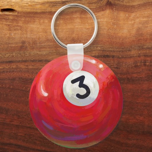 3 Pool Ball Muster gemalt Schlüsselanhänger (Vorderseite)