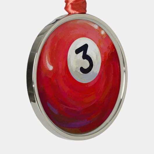 3 Pool Ball Muster gemalt Silbernes Ornament (Rechts)