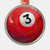 3 Pool Ball Muster gemalt Silbernes Ornament (Vorne)