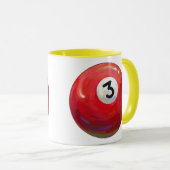 3 Pool Ball Muster gemalt Tasse (VorderseiteRechts)