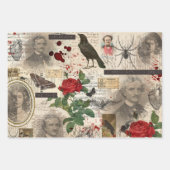 3 Pop Halloween Gothic Collage Ephemera Sheets Geschenkpapier Set (Vorderseite)