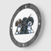 3 Portugiesische Wasserhunde Große Wanduhr (Winkel)