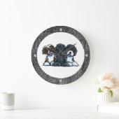 3 Portugiesische Wasserhunde Große Wanduhr (Zuhause)