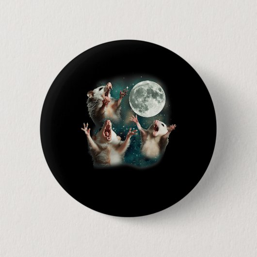3 Possum Moon _ 3 Opossum Funny Weird Curry Button (Vorderseite)