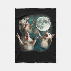 3 Possum Moon _ 3 Opossum Funny Weird Curry Fleecedecke