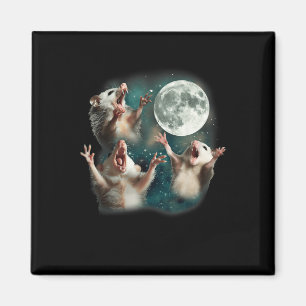 3 Possum Moon _ 3 Opossum Funny Weird Curry Magnet