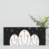 3 Primitive Folklorekunst Snowmen Feiertag Einladung (Stehend Vorderseite)