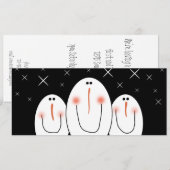 3 Primitive Folklorekunst Snowmen Feiertag Einladung (Vorne/Hinten)