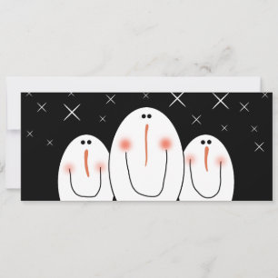 3 Primitive Folklorekunst Snowmen Feiertag Einladung