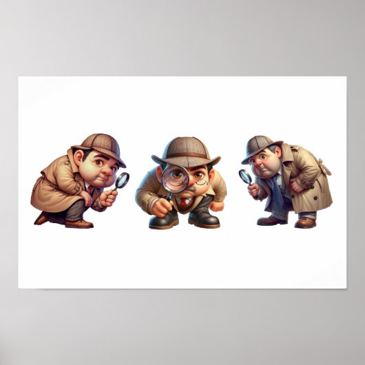 3 Private Ermittler, die nach Hinweisen suchen Poster (Vorne)