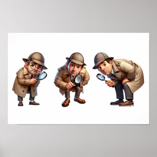 3 Private Ermittler, die nach Hinweisen suchen Poster (Vorne)