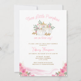 3 Pumpkins on Way Fall Girl Triplets Baby Showdusc Einladung