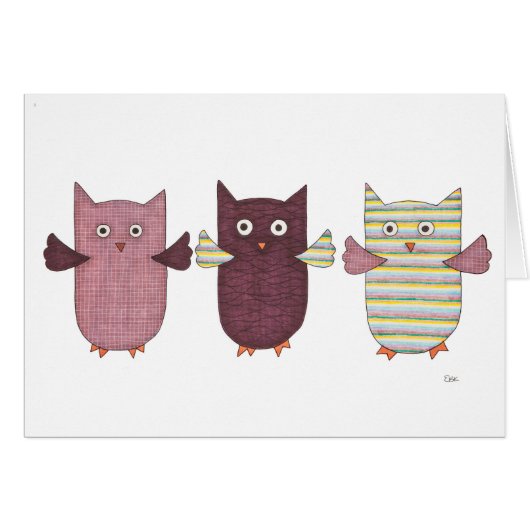 3 Purple Owls Flying (Vorderseite (Horizontal))