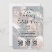 3 QR Codes Einfaches Foto-Overlay All-in-One-Hochz Einladung (Vorderseite)