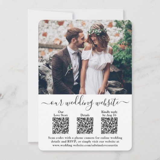 3 QR Codes Website UAWG All-in-One-Foto Hochzeit Einladung (Rückseite)