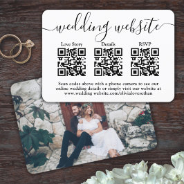 3 QR Codes Wedding Website Einfaches Foto Umschlie RSVP Karte