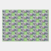 3 Quadrat FotoCollage mit Text - blau grün Geschenkpapier Set (Vorderseite 2)