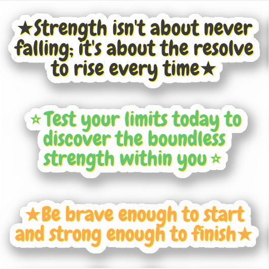 3 Quotes About Strength | Inspirational Stickers Aufkleber (Vorderseite)
