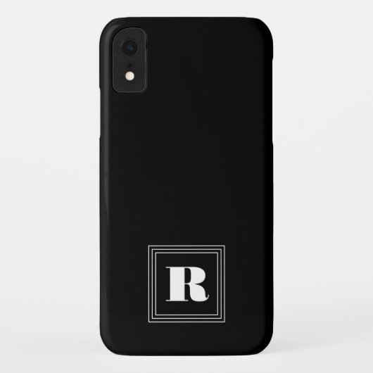 3 Rahmen Monogramm | Schwarz & Weiß Case-Mate iPhone Hülle (Rückseite)