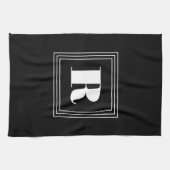 3 Rahmen Monogramm | Schwarz & Weiß Geschirrtuch (Horizontal)