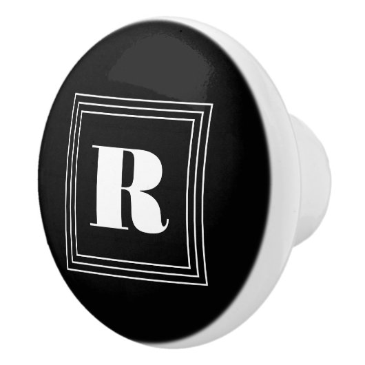 3 Rahmen Monogramm | Schwarz & Weiß Keramikknauf (Rechts)