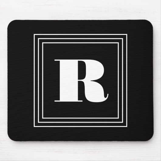 3 Rahmen Monogramm | Schwarz & Weiß Mousepad (Vorne)
