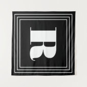 3 Rahmen Monogramm | Schwarz & Weiß Wandteppich (Vorderseite (Horizontal))