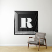 3 Rahmen Monogramm | Schwarz & Weiß Wandteppich (Beispiel)