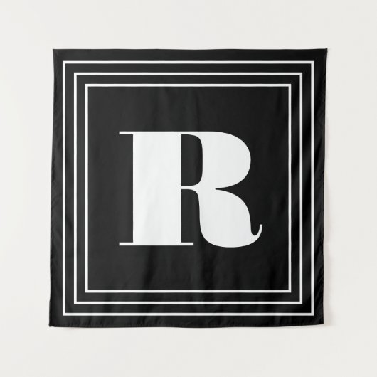 3 Rahmen Monogramm | Schwarz & Weiß Wandteppich (Vorderseite)