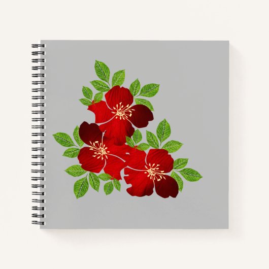 3 Red Blume Notebook Notizblock (Vorderseite)