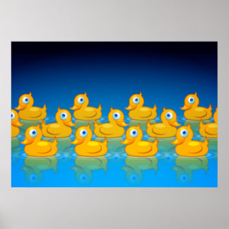 3 Reihen von Gummienten Poster