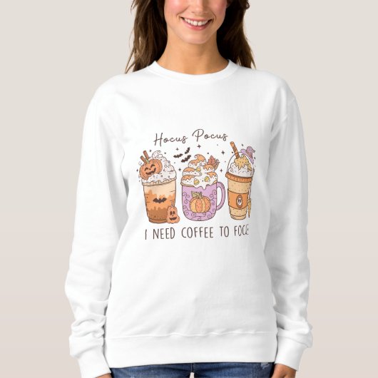 3 Retro Halloween Kaffee, Hocus pocus Frappuccino Sweatshirt (Vorderseite)