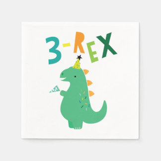 3-Rex Dinosaur 3. Geburtstag Party Napkins Serviette