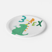 3. Rex Dinosaur 3. Geburtstag Party Teller (Schrägansicht)