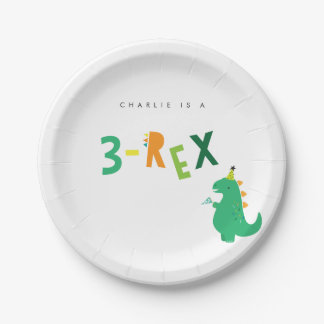 3. Rex Dinosaur Party Teller für den 3. Geburtstag