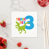 3 Rex Dinosaur Thema Dritter Geburtstag Serviette (Beispiel)