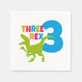 3 Rex Dinosaur Thema Dritter Geburtstag Serviette